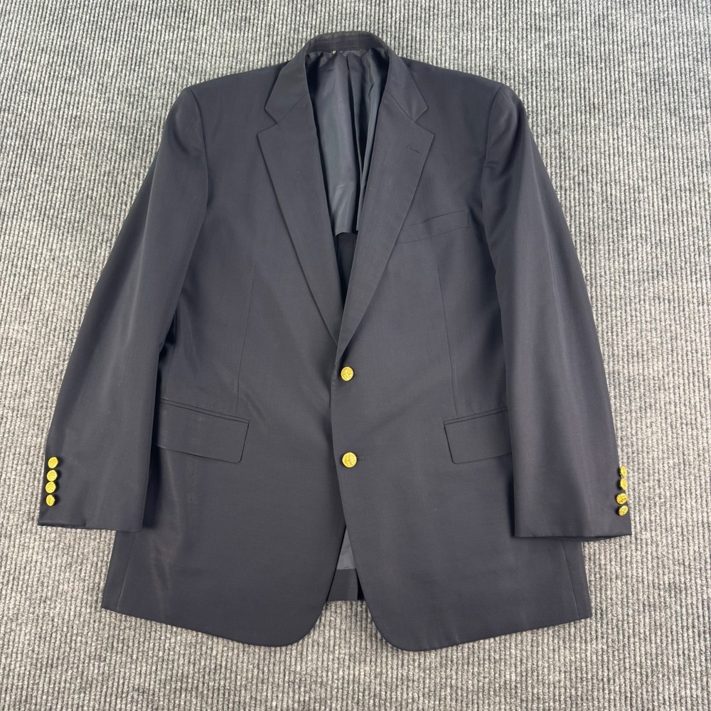 Vintage Brooks Brothers Blazer 45 L Navy Wool Mohair Gold Buttons Uniform USA